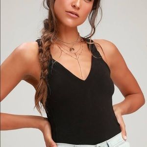 Free People One Call Away Black Halter Top